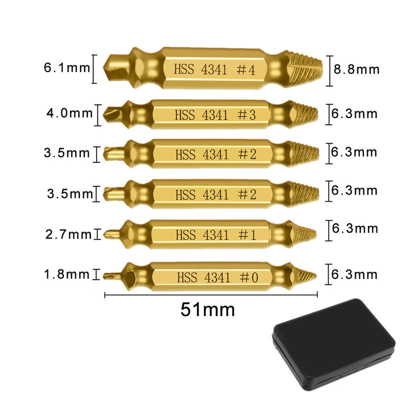 Broca Extractora de Tornillos Indestructible - Kit con 7
